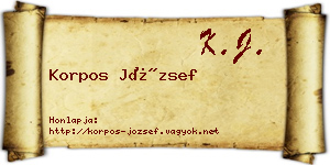 Korpos József névjegykártya